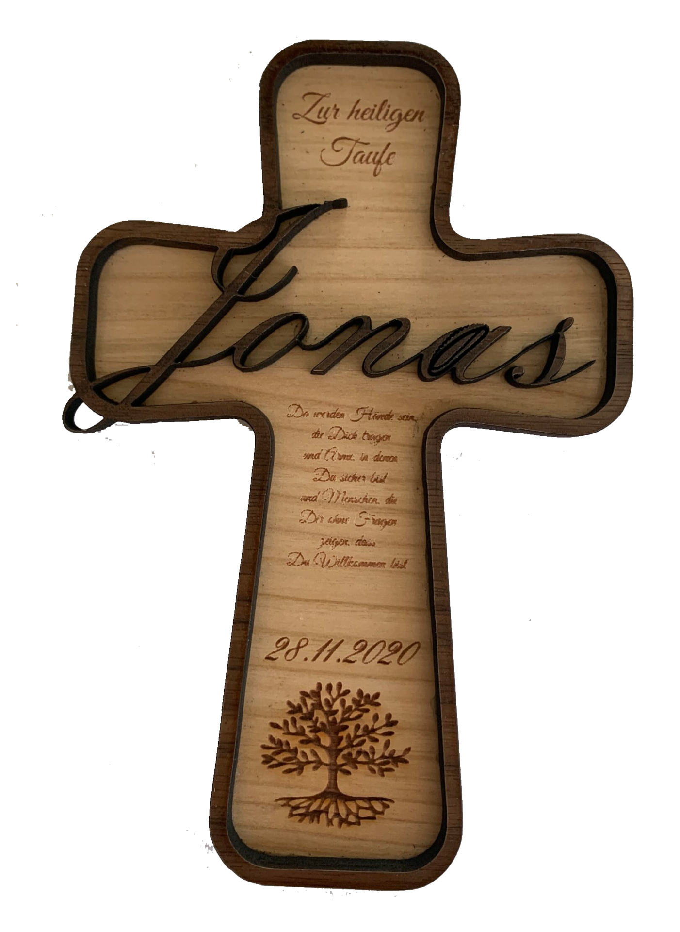 Taufkreuz mit Taufspruch personalisiert mit ihren Texten