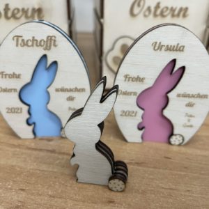 Tischdeko Osterhase mit Gravur