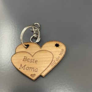 Schlüsselanhänger Herz Beste Mama mit Karabiner Haken