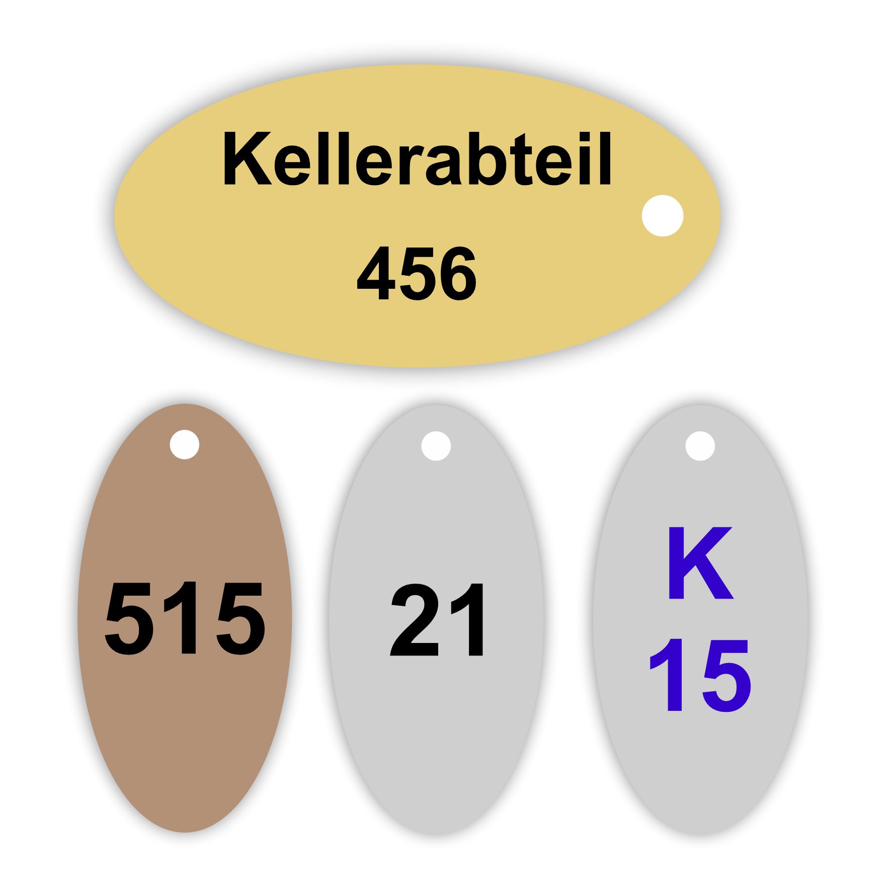 Kunststoff Schlüsselmarke oval NEU | verschiedene Größen und Farben