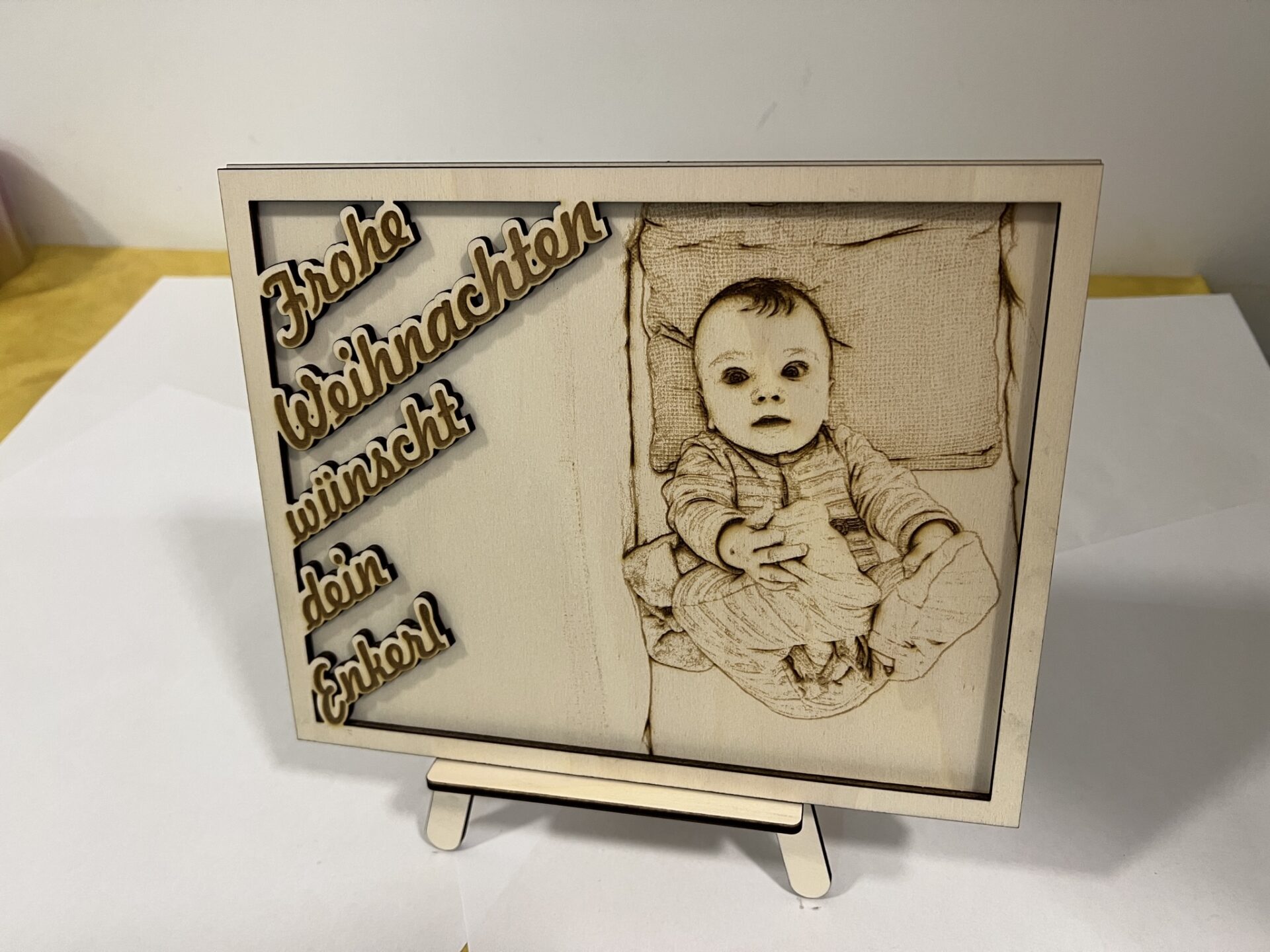 Holzbild mit Rahmen 25x20cm inkl. Staffelei NEU