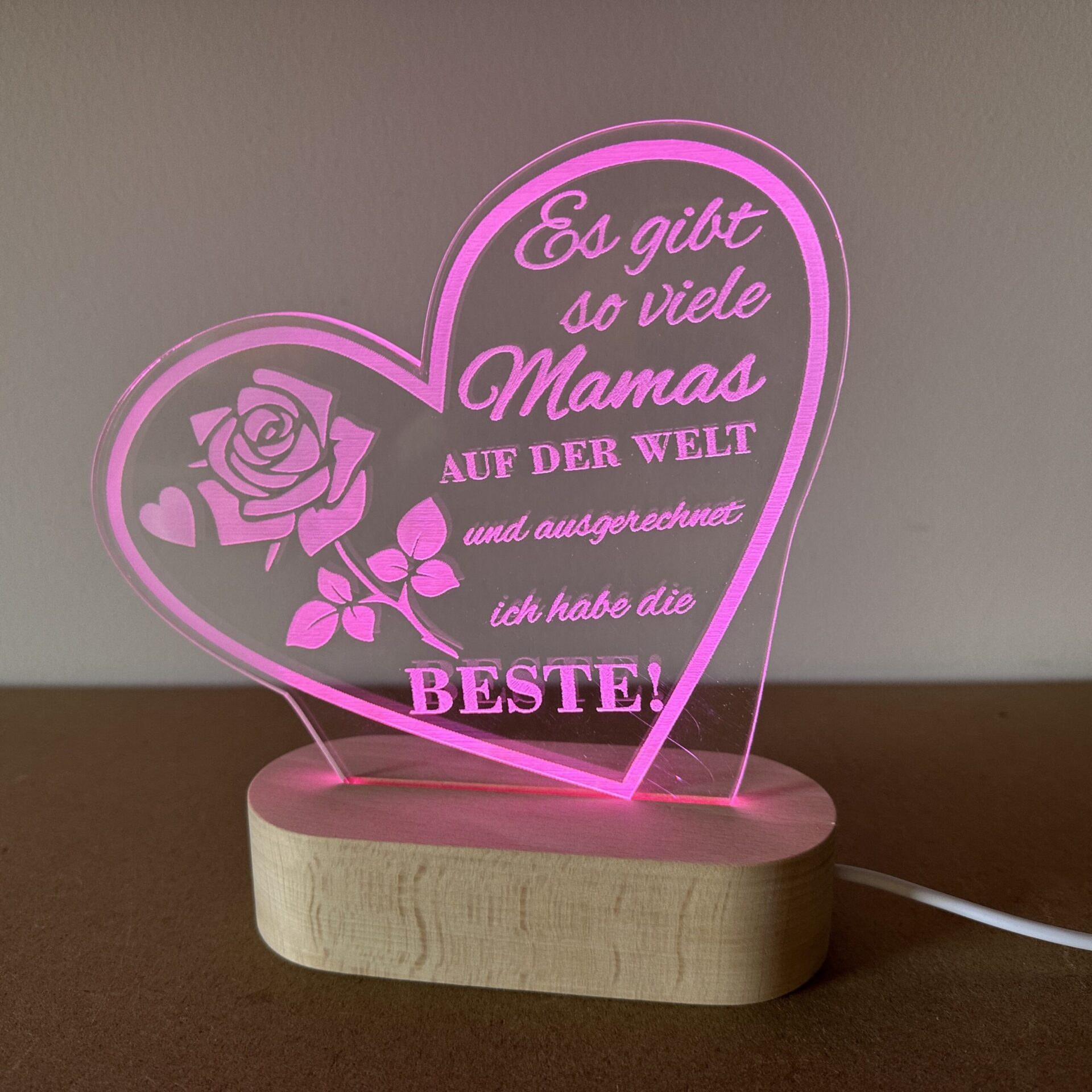 Beste Mama 3D Nachtlicht Acryl Tischlampe NEU