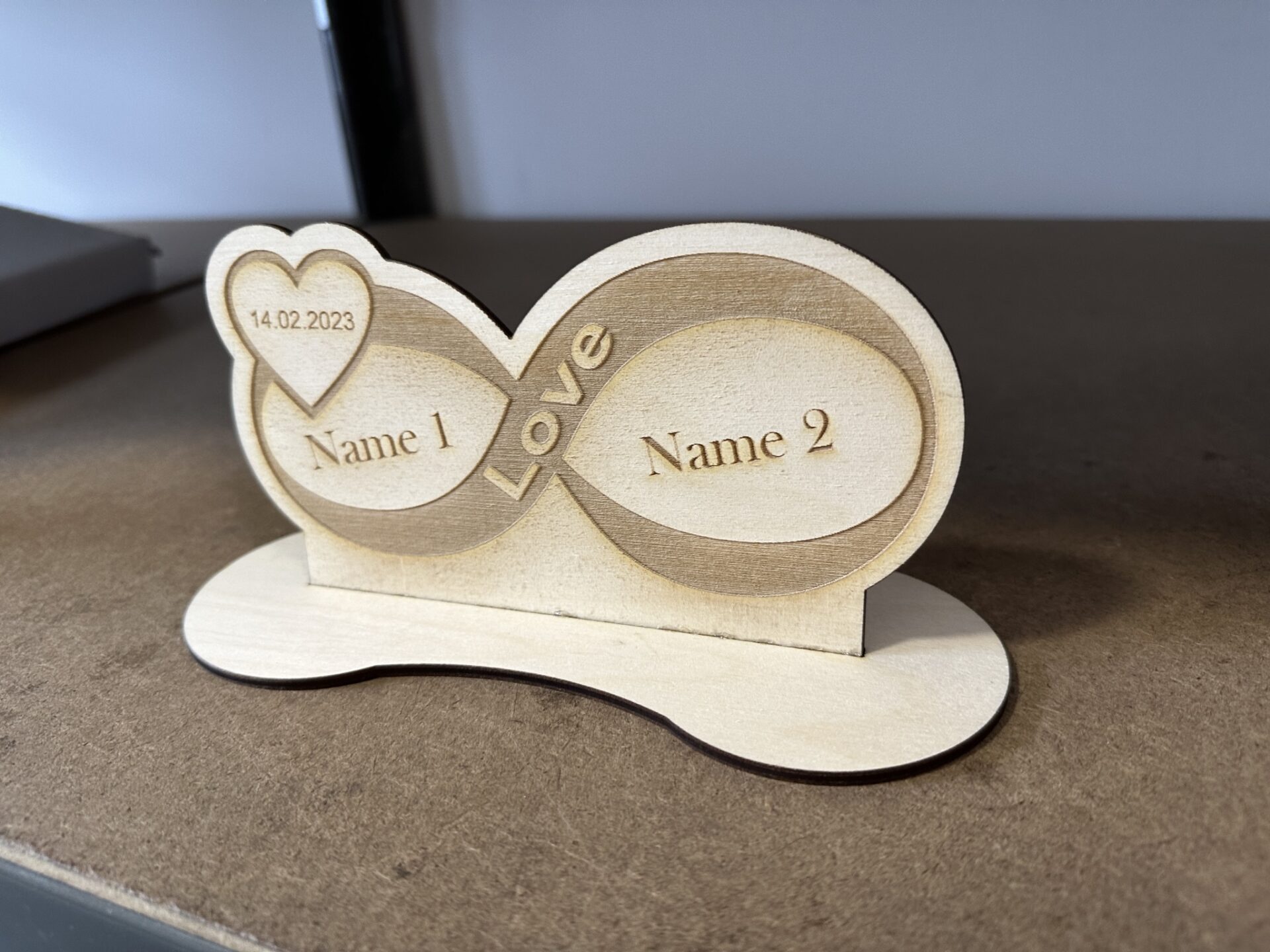 Infinity Aufsteller für Valentinstag, Hochzeit, Liebe, mit Ihrem Namen, Datum, NEU – Ansicht 3