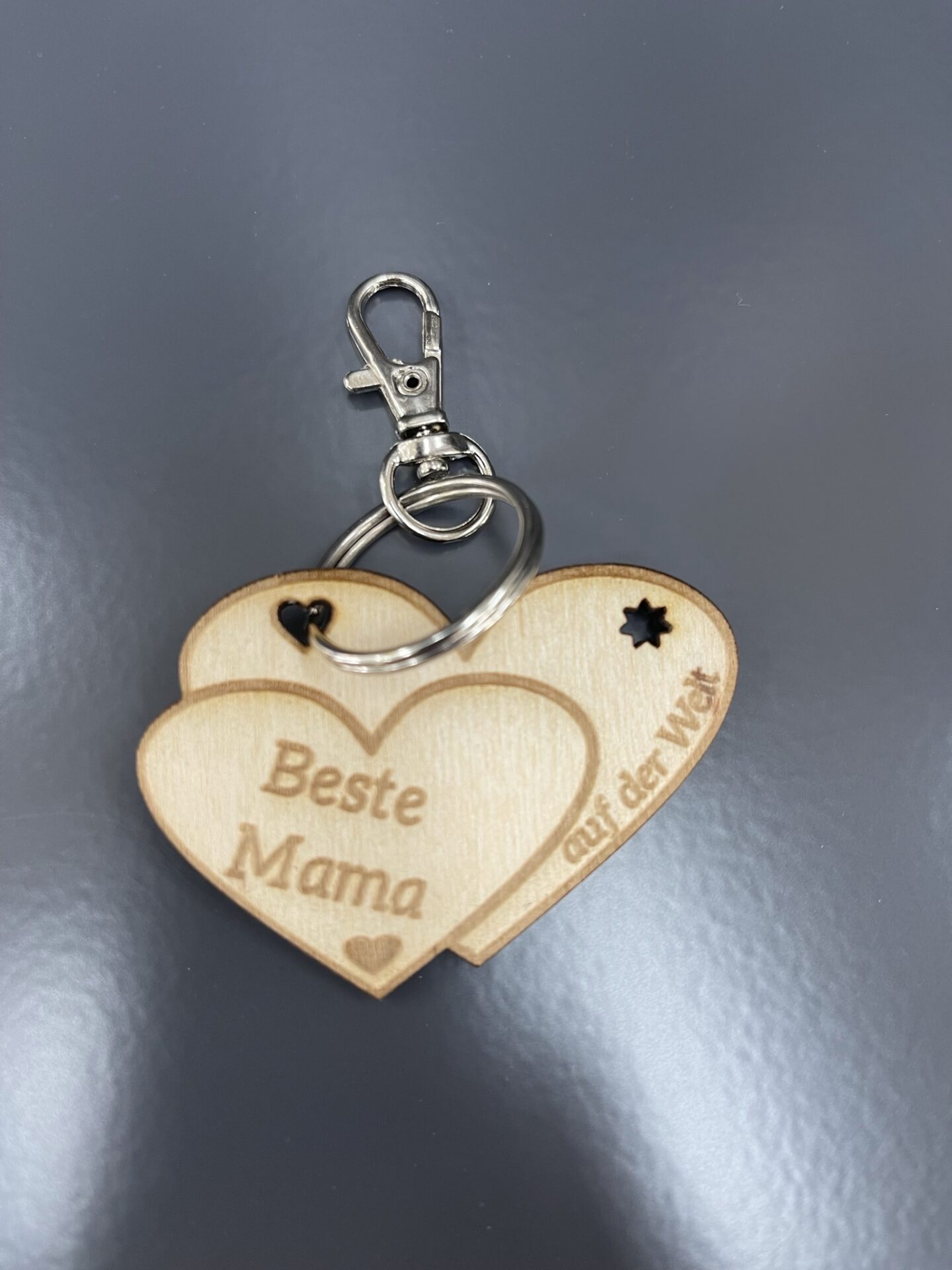 Schlüsselanhänger Herz Beste Mama mit Karabiner Haken NEU – Ansicht 2