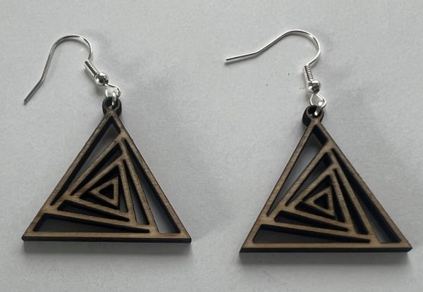 Holz Ohrring Geometrische Dreiecke
